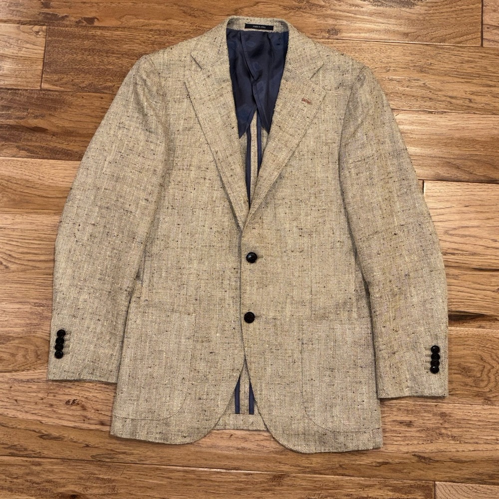 Suitsupply JORT Silk-Linen Herringbone Sport Coat 36R E.Thomas Italy Beige